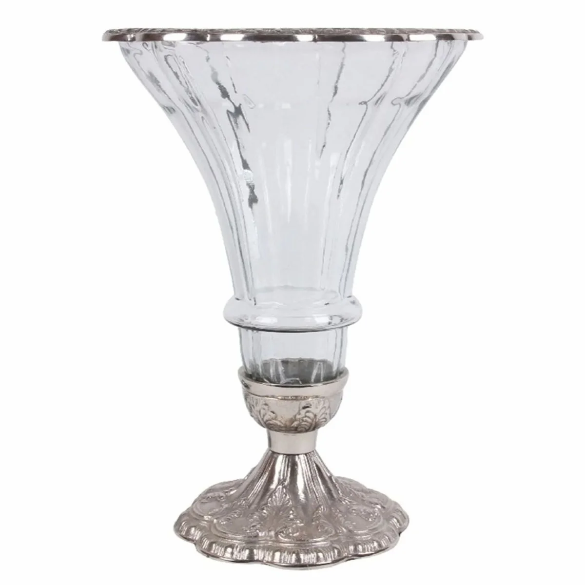 Barock Glas Vase Silber Ø 30 x H. 42 cm - Barock Deko Accessoires