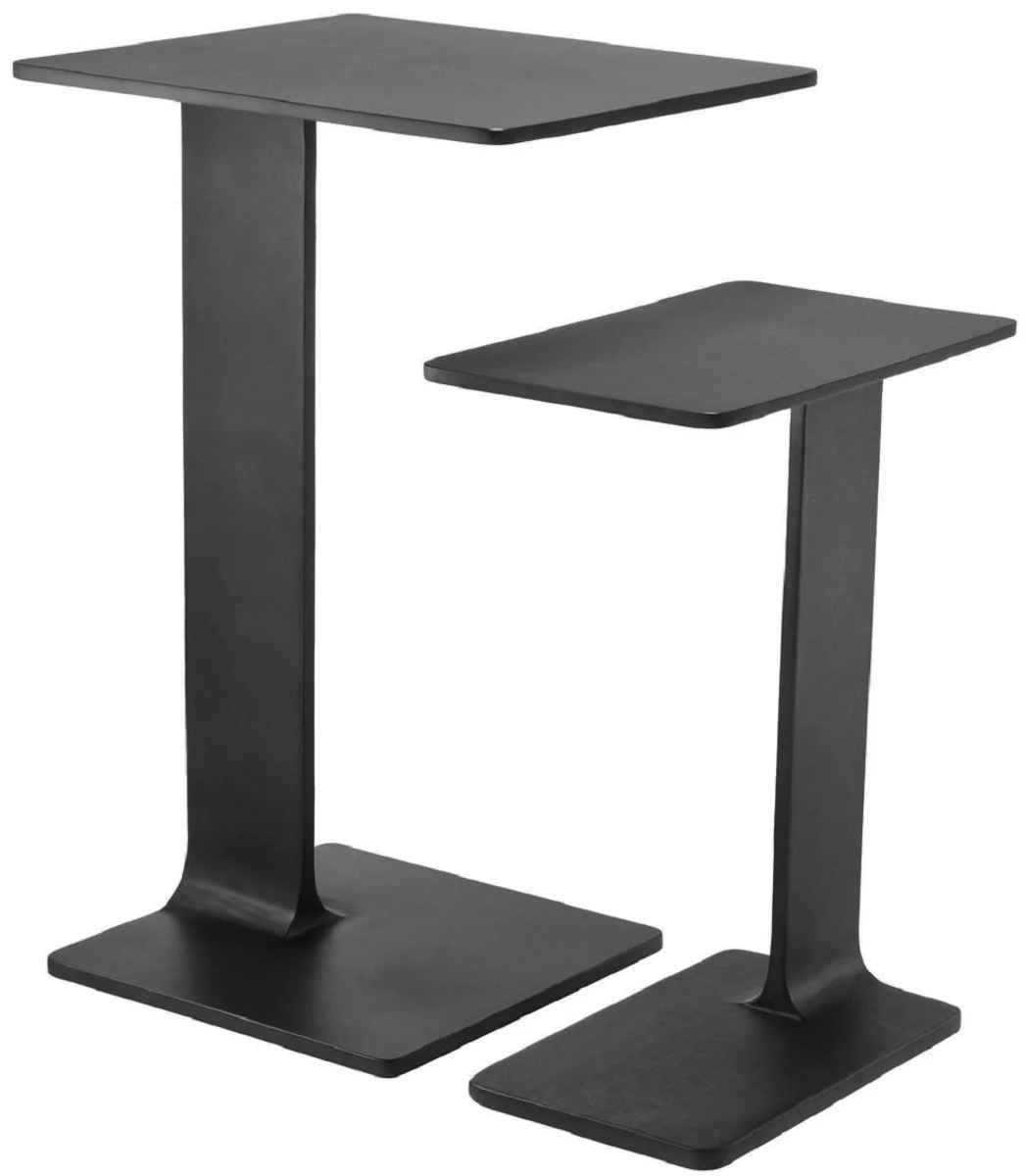 Luxus Beistelltisch Set Schwarz - 2 Tische aus hochwertigem Aluminium - Wohnzimmer Möbel - Luxus Qualität