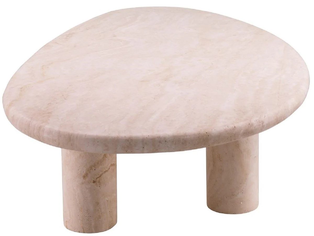 Luxus Couchtisch Beige 148 x 77 x H. 35,5 cm - Travertin Naturstein Wohnzimmertisch - Wohnzimmer Möbel - Travertin Möbel - Luxus Möbel - Luxus Einrichtung