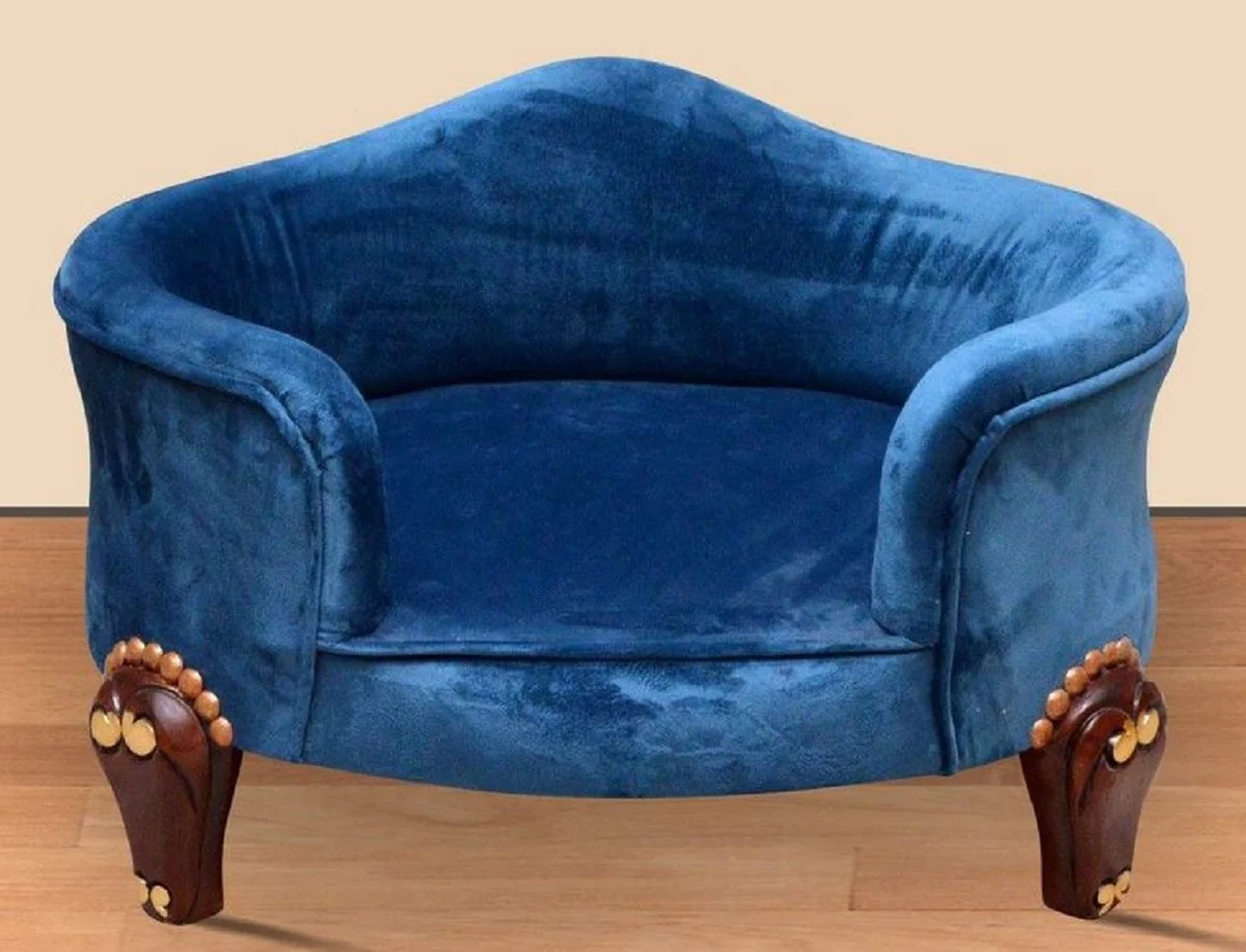 Barock Hundebett Royal Blau / Braun / Gold - Barock Hundemöbel - Barock Tiermöbel - Prunkvolle Tiermöbel im Barockstil