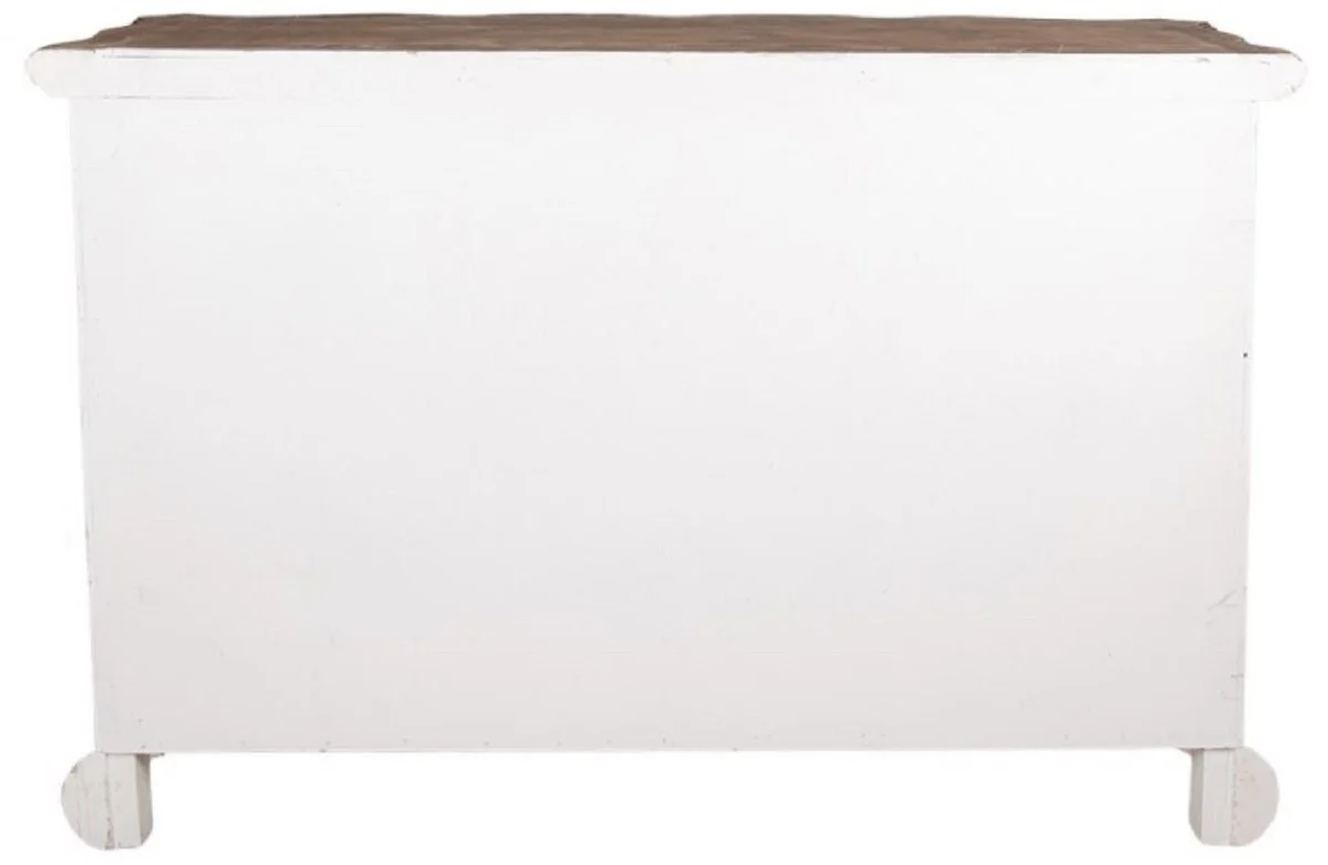 Landhausstil Shabby Chic Kommode mit 6 Schubladen Grau / Beige / Gold / Braun 135 x 41 x H. 89 cm - Landhausstil Möbel - Shabby Chic Möbel - Landhausstil Einrichtung