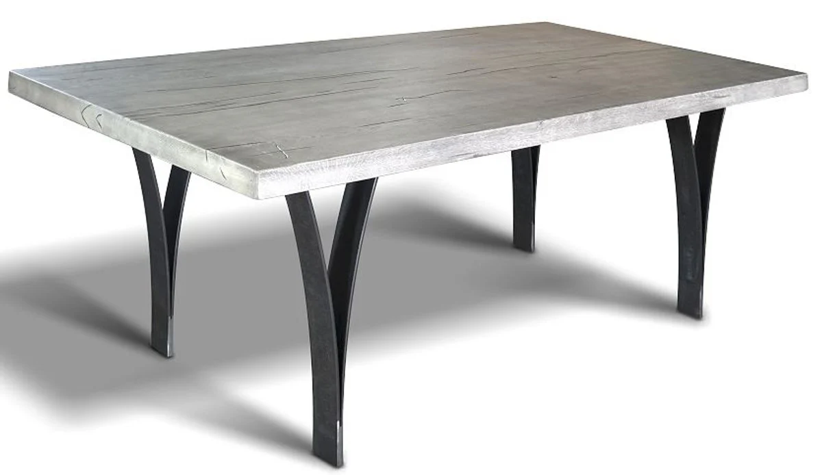 Luxus Esstisch - Verschiedene Farben & Größen - Küchentisch mit massiver Eichenholz Tischplatte und Metallbeinen - Rustikale Esszimmer Möbel