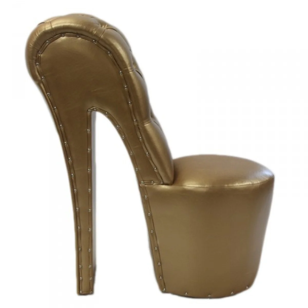Moderner und sehr eleganter High Heel Sessel mit Dekosteinen Gold Luxus Design - Designer Sessel - Club Möbel