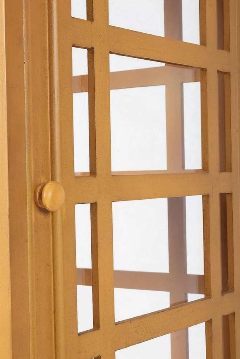 Landhausstil Bücherschrank Telefonzelle Antik Beige 55 x 51,5 x H. 180 cm - Telefonzellen Regalschrank im englischen Stil - Wohnzimmer Möbel im Landhausstil - Landhausstil Möbel