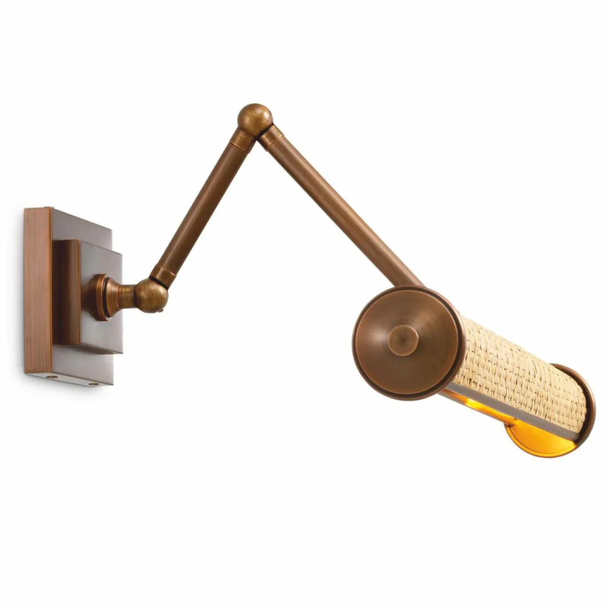 Luxus Wandleuchte Antik Messing / Naturfarben 43 cm - Luxus Leuchten