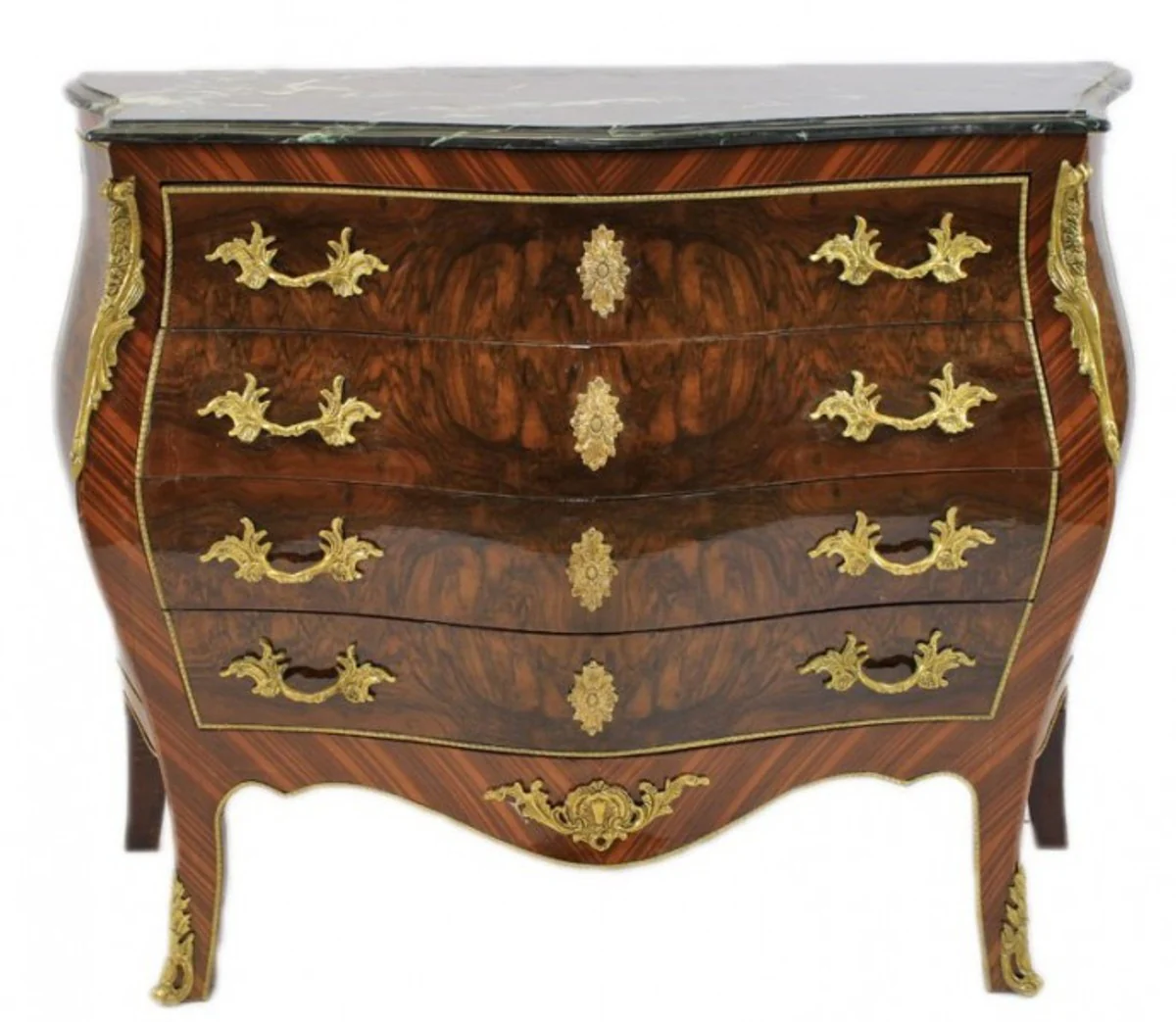 Barock Kommode Braun mit grüner Marmorplatte - Bombay Empire Kommode