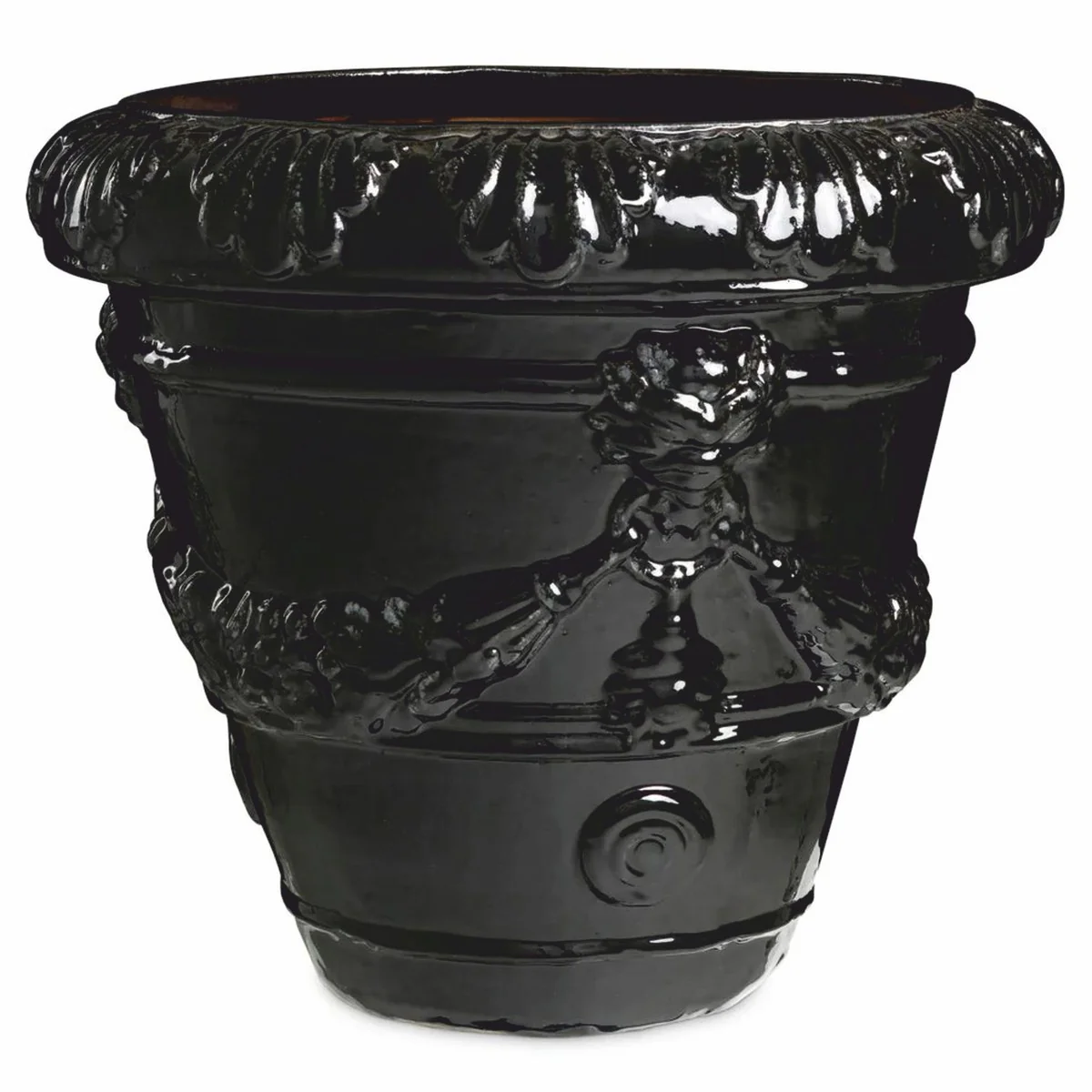 Luxus Barock Keramik Blumentopf Schwarz Ø 60 x H. 56 cm - Garten Deko