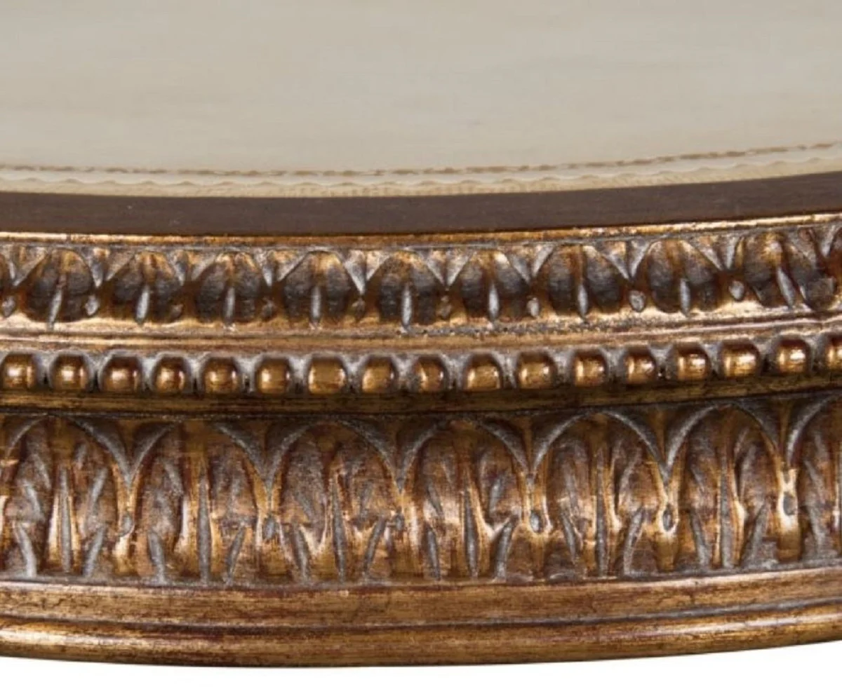 Luxus Barock Beistelltisch Braun / Weiß Ø 47 x H. 70 cm - Barock Wohnzimmermöbel