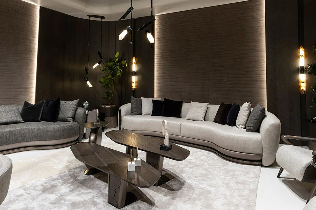 Luxus Couchtisch 2er Set Dunkelbraun / Bronze - Luxus Wohnzimmertische - Wohnzimmer Möbel - Hotel Möbel - Luxus Möbel