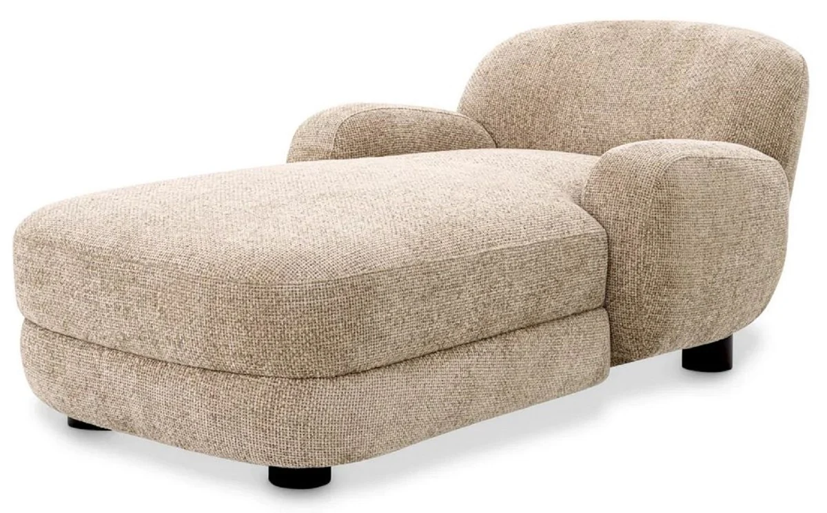 Luxus Chaiselongue Sandfarben / Schwarz 95 x 170 x H. 69 cm - Wohnzimmer Liegesessel - Recamiere - Wohnzimmer Möbel - Luxus Möbel - Luxus Qualität