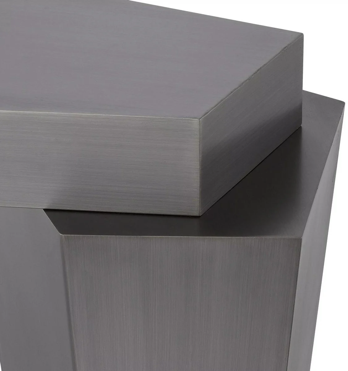 Designer Couchtisch Grau 72 x 50 x H. 60 cm - Wohnzimmertisch mit gebürsteter Oberfläche - Wohnzimmer Möbel - Luxus Qualität