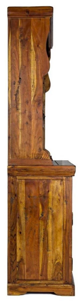 Landhausstil Esszimmerschrank Braun / Naturfarben 107 x 45 x H. 190 cm - Massivholz Küchenschrank - Esszimmer Möbel im Landhausstil - Landhausstil Esszimmer Einrichtung