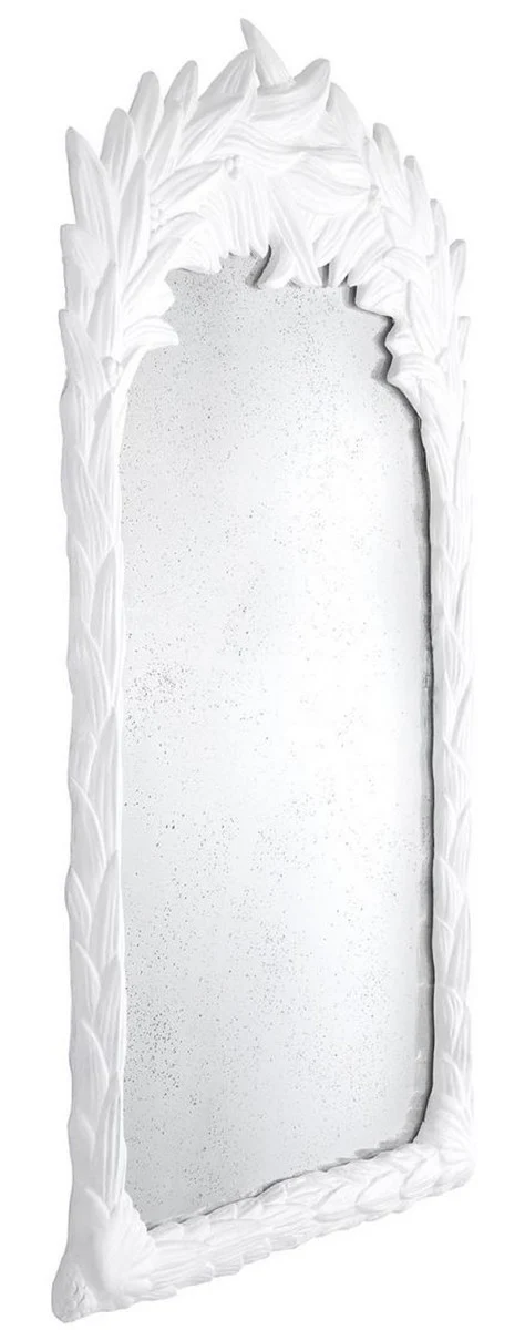 Luxus Spiegel Weiß / Antikes Spiegelglas 82 x 5 x H. 130 cm - Wandspiegel im Kolonialstil - Luxus Kollektion