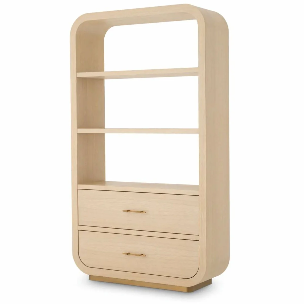 Luxus Regalschrank mit 2 Schubladen Naturfarben / Messing H. 210 cm