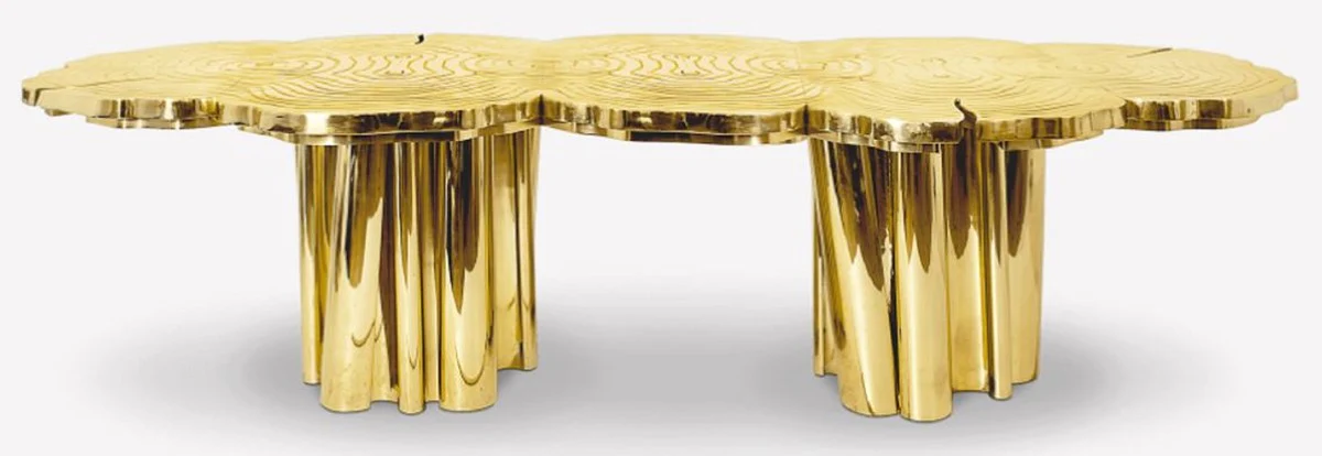 Luxus Esstisch Gold 270 x 133 x H. 76 cm - Moderner massiver Metall Küchentisch - Luxus Esszimmer Möbel - Luxus Qualität