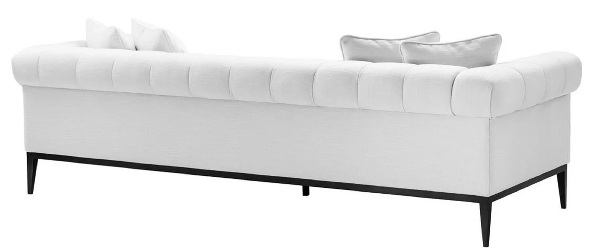 Luxus Sofa Weiß / Schwarz 240 x 98 x H. 69 cm - Wohnzimmer Sofa mit 4 Kissen - Wohnzimmer Möbel - Luxus Möbel