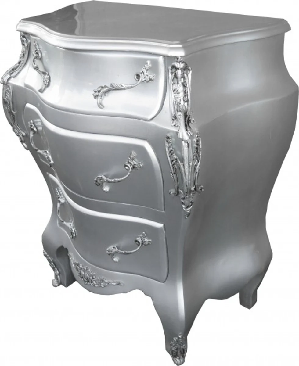 Barock Kommode Silber B68 H79.5 cm - Handgefertigte Möbel