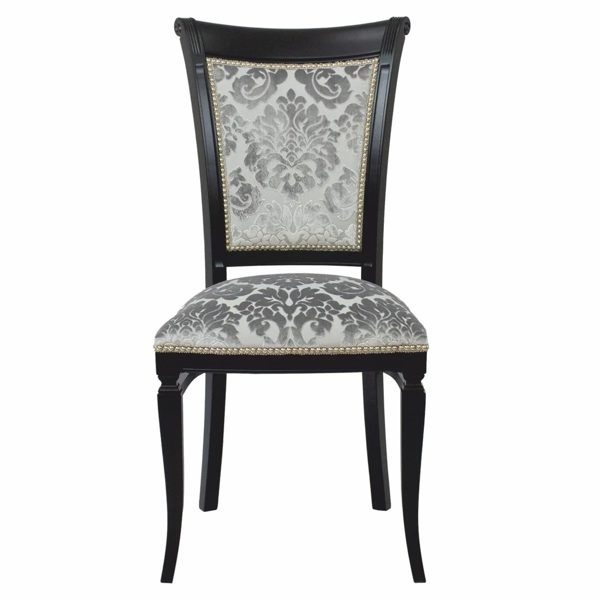 Luxus Art Deco Esszimmer Stuhl 4er Set Grau / Schwarz H. 96 cm - Esszimmer Möbel