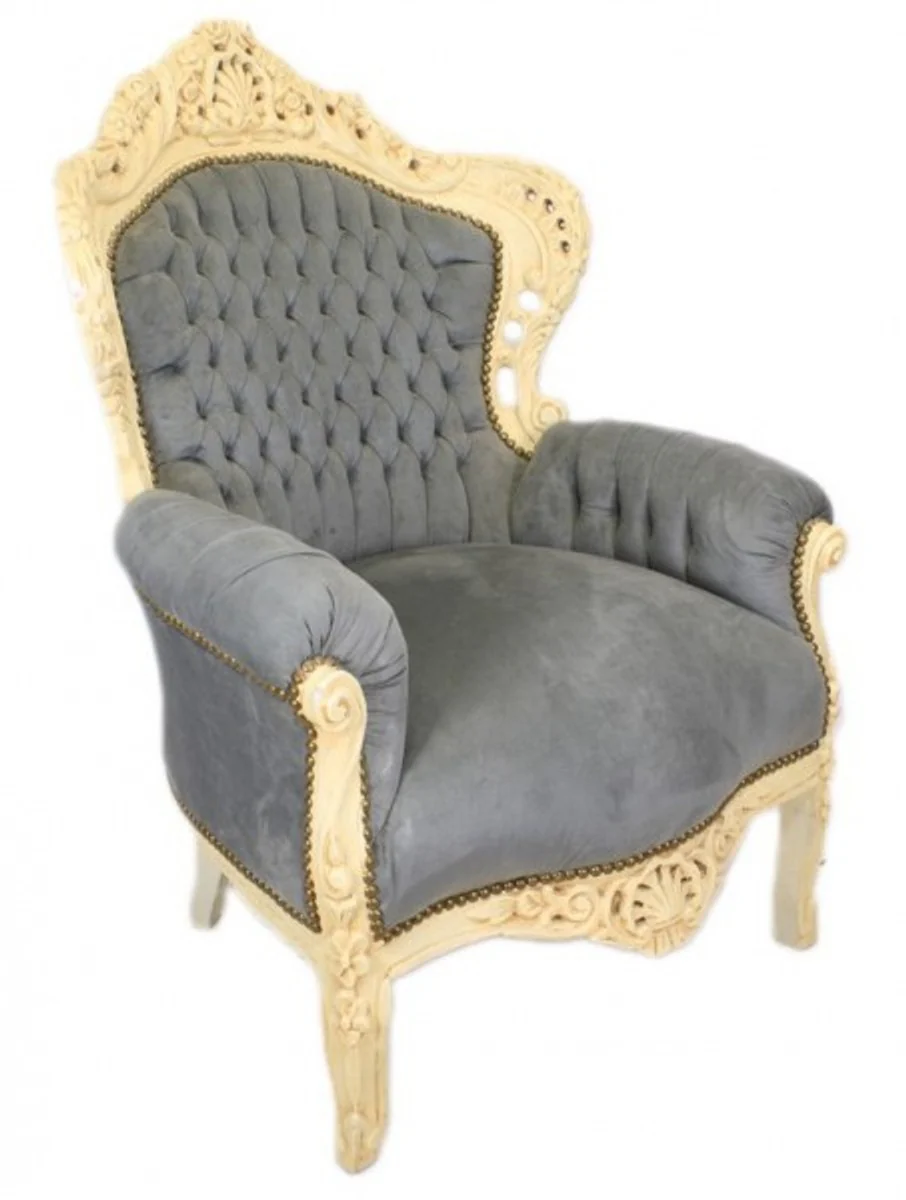 Barock Sessel King Grau / Antik Stil Creme - Möbel