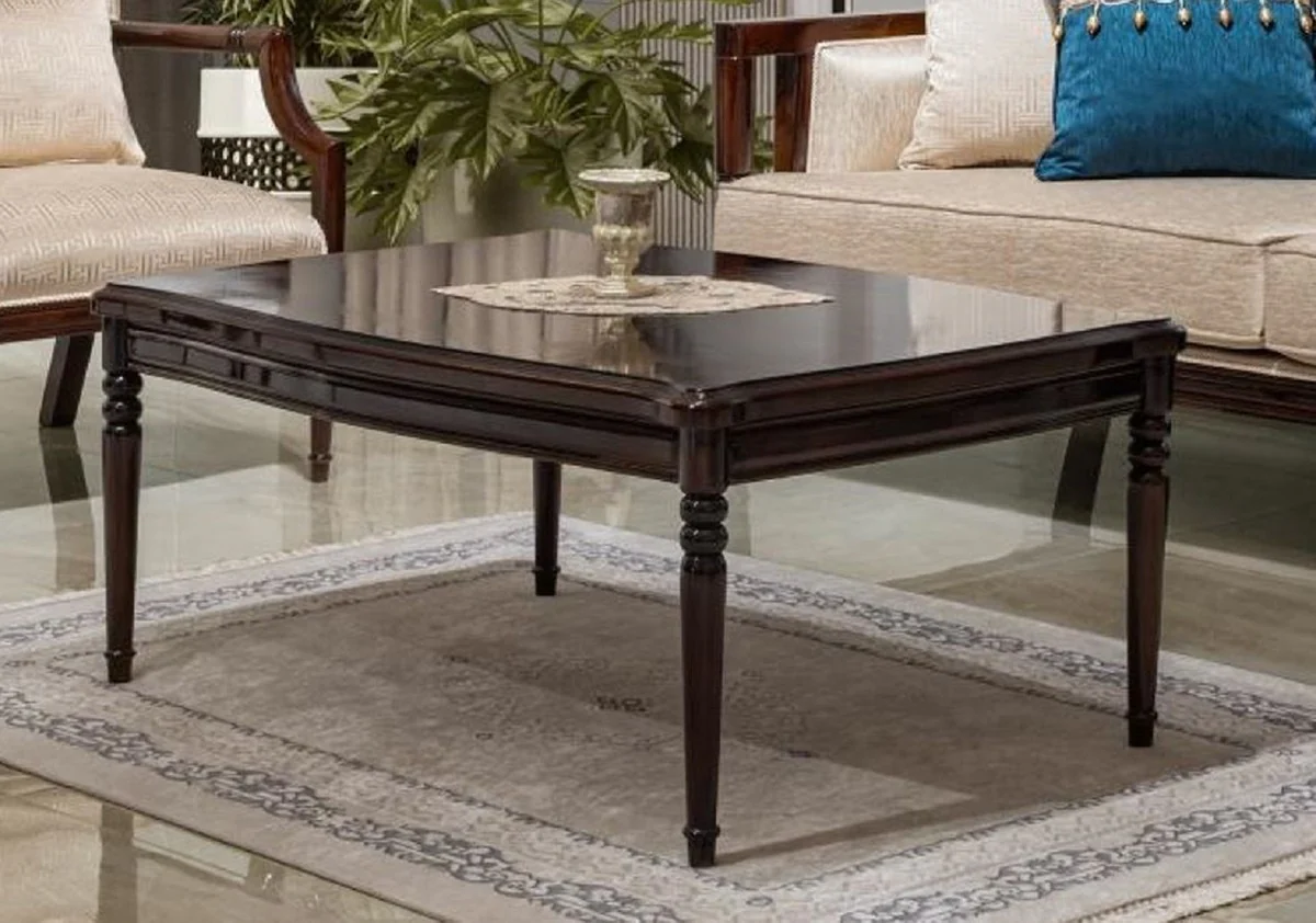 Luxus Barock Couchtisch Dunkelbraun 117 cm