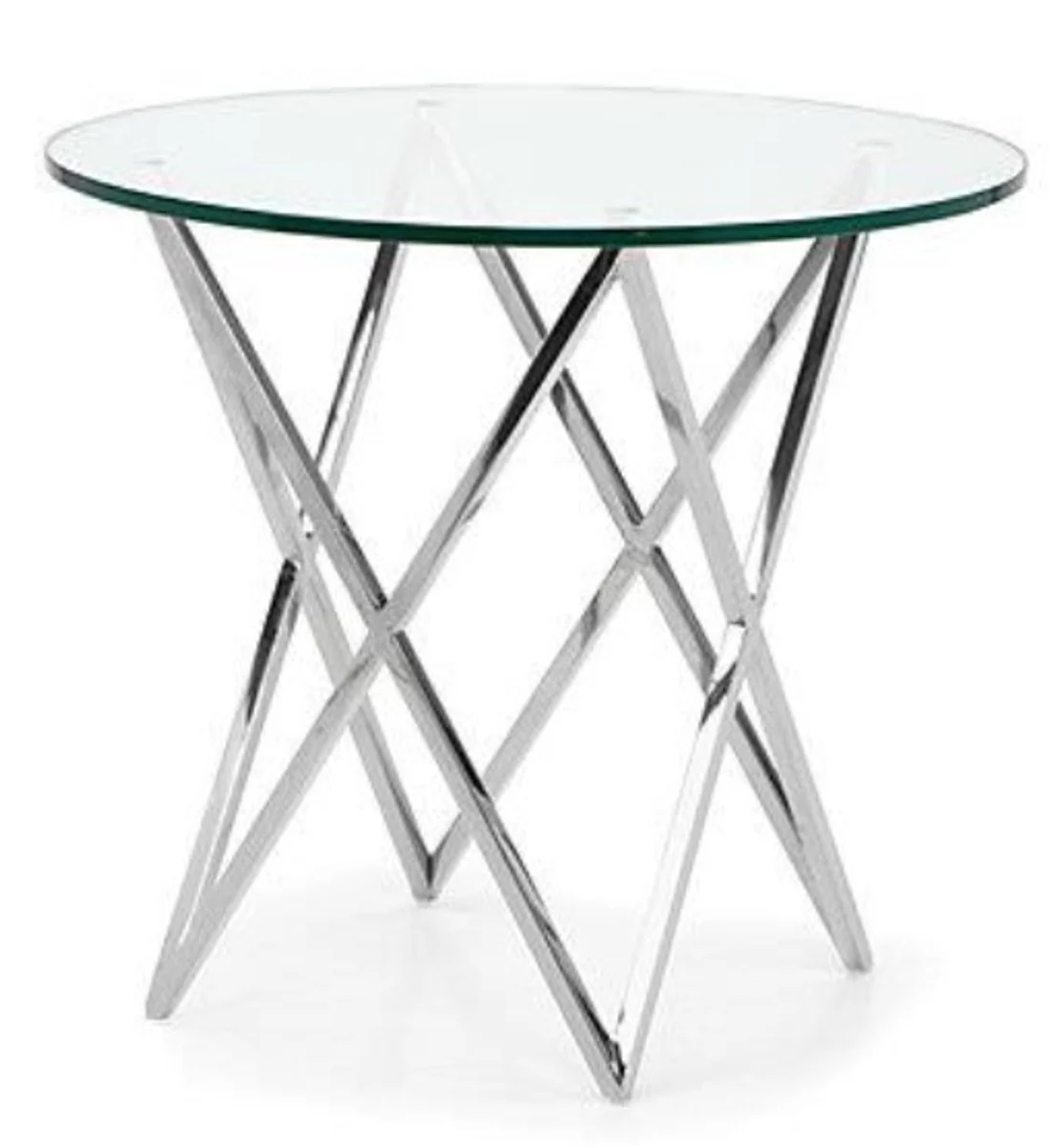 Luxus Beistelltisch Messing Nickel Finish / Glas 53 x H 66 cm - Hotel Collection