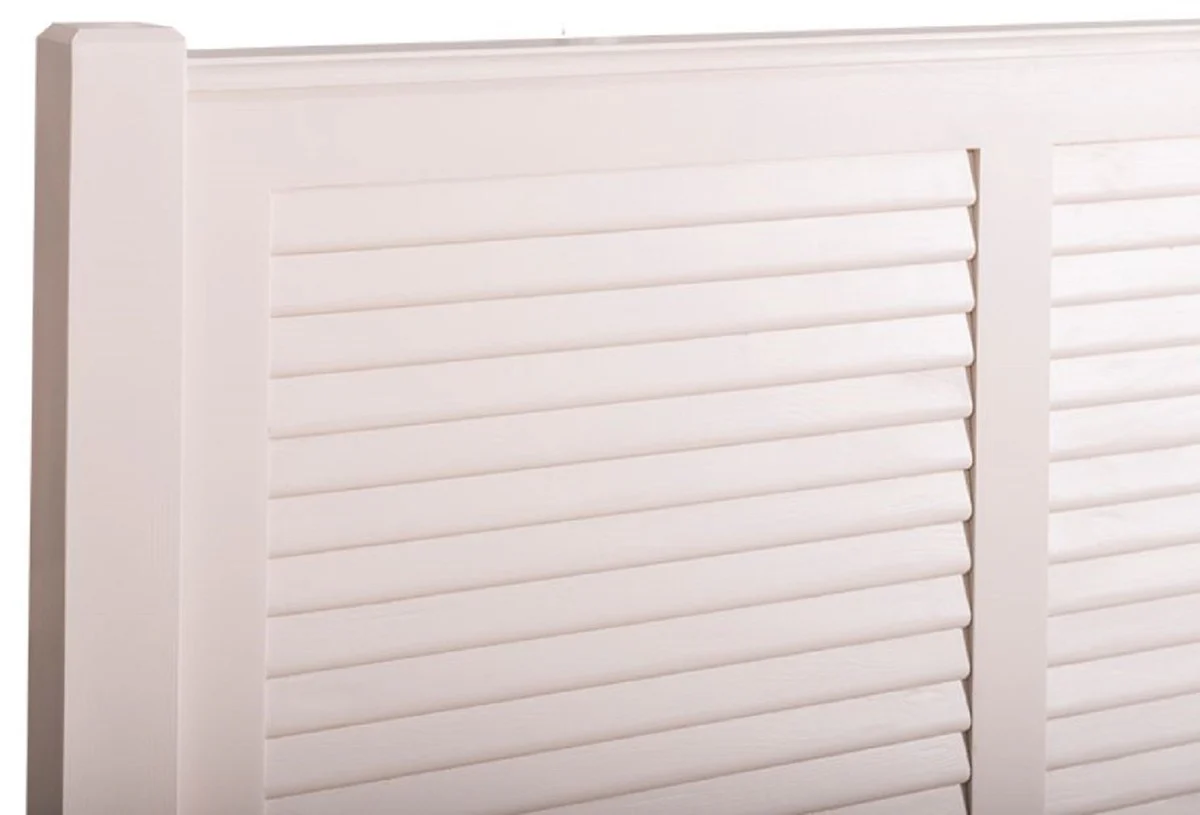 Landhausstil Massivholz Bett-Kopfteil Cremefarben 160 x H. 126 cm - Schlafzimmermöbel im Landhausstil