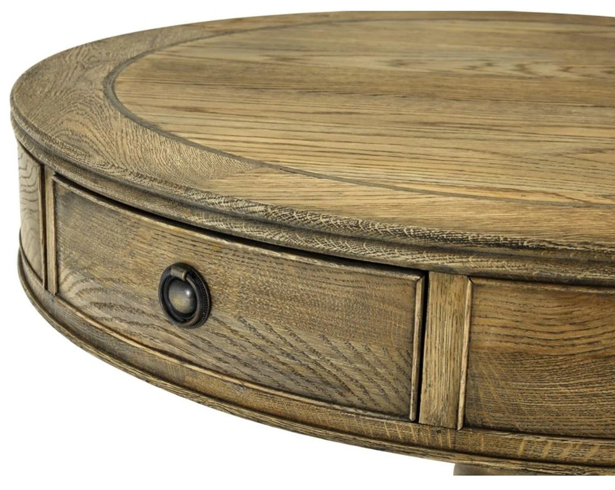 Luxus Wohnzimmer Beistelltisch Naturfarben / Messing Ø 80 x H. 74 cm - Wohnzimmermöbel