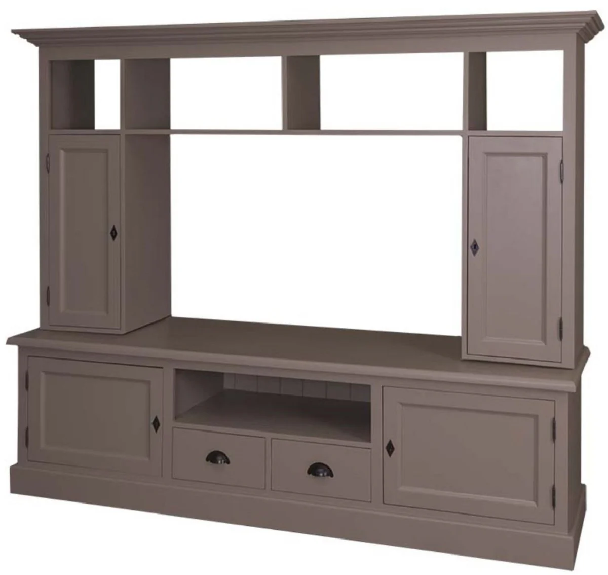 Landhausstil Fernsehschrank Oliv 207 x 46 x H. 166 cm - Massivholz TV Schrank - Wohnzimmerschrank - Landhausstil Wohnzimmermöbel