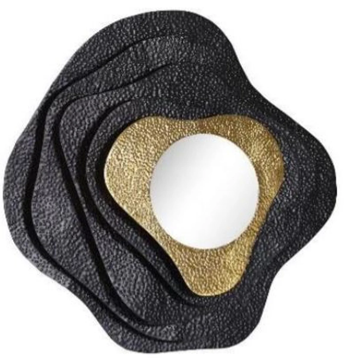 Designer Spiegel Schwarz / Gold 96 x H. 96 cm - Moderner pulverbeschichteter und galvanisierter Metall Wandspiegel - Luxus Kollektion