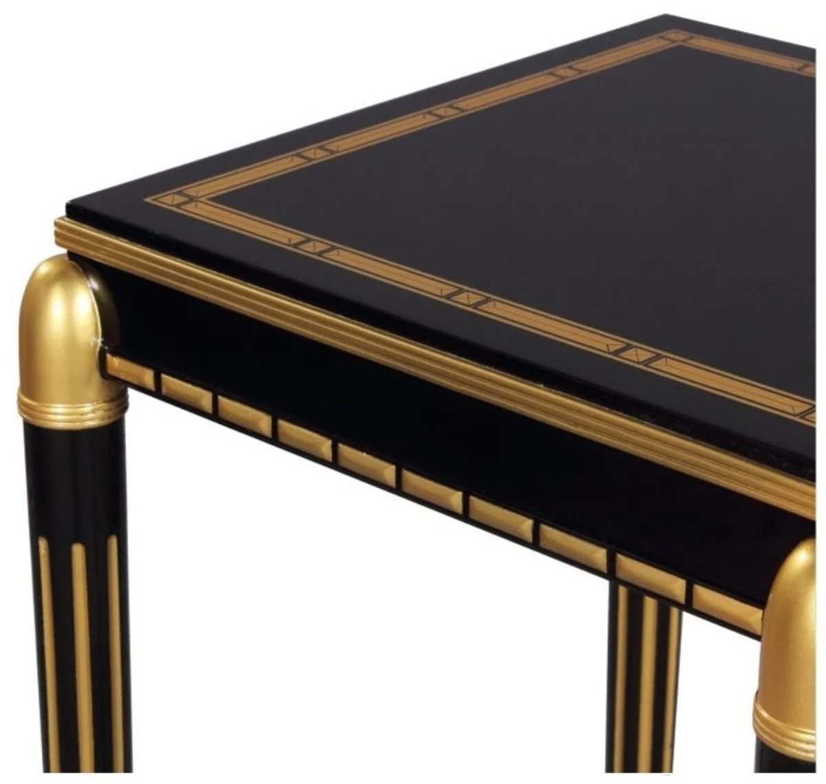 Luxus Wohnzimmer Blumentisch Schwarz / Gold 45 x 45 x H. 95 cm - Luxus Beistelltisch