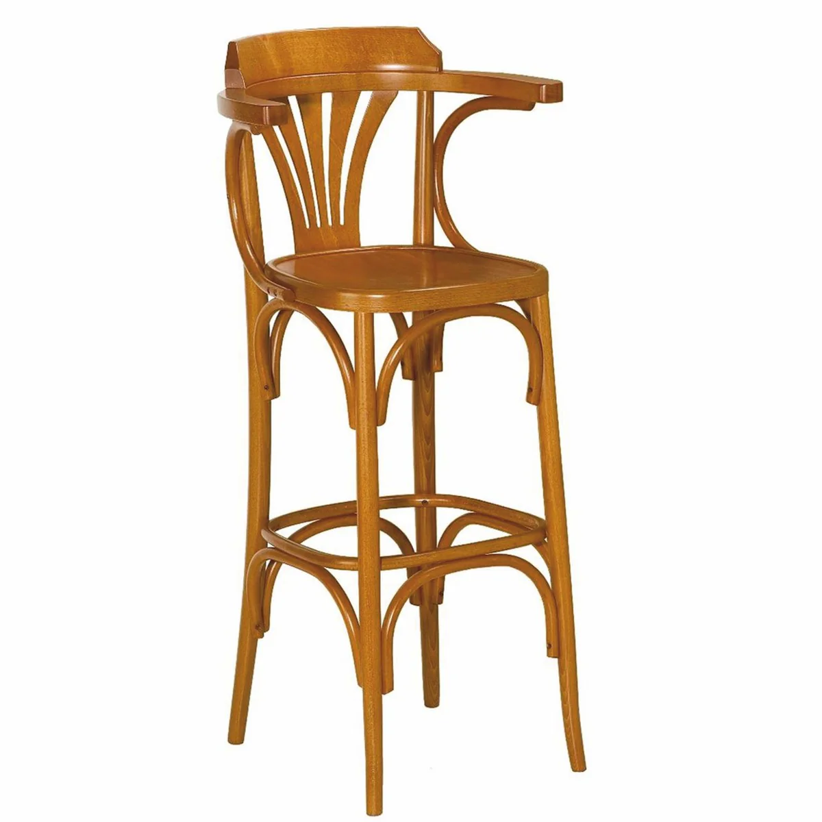 Luxus Barstuhl mit Armlehnen Braun H. 112 cm - Bar Möbel - Made in Italy