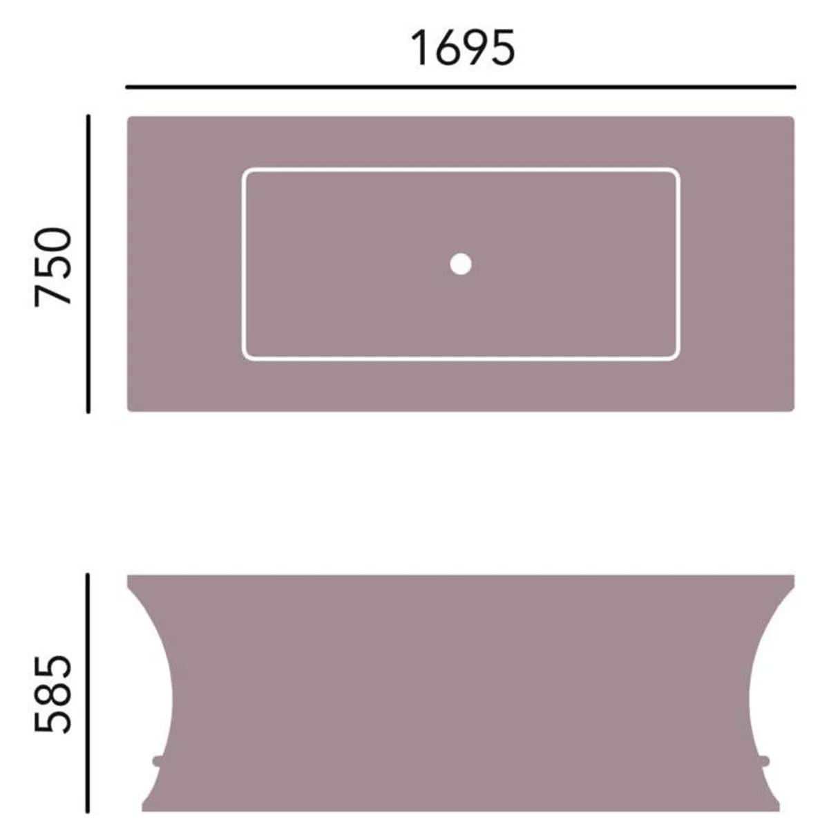 Luxus Badewanne Freistehend Weiß Eckig 1695 mm - freistehende Retro Antik Badewanne - Barock & Jugendstil Badezimmer Möbel