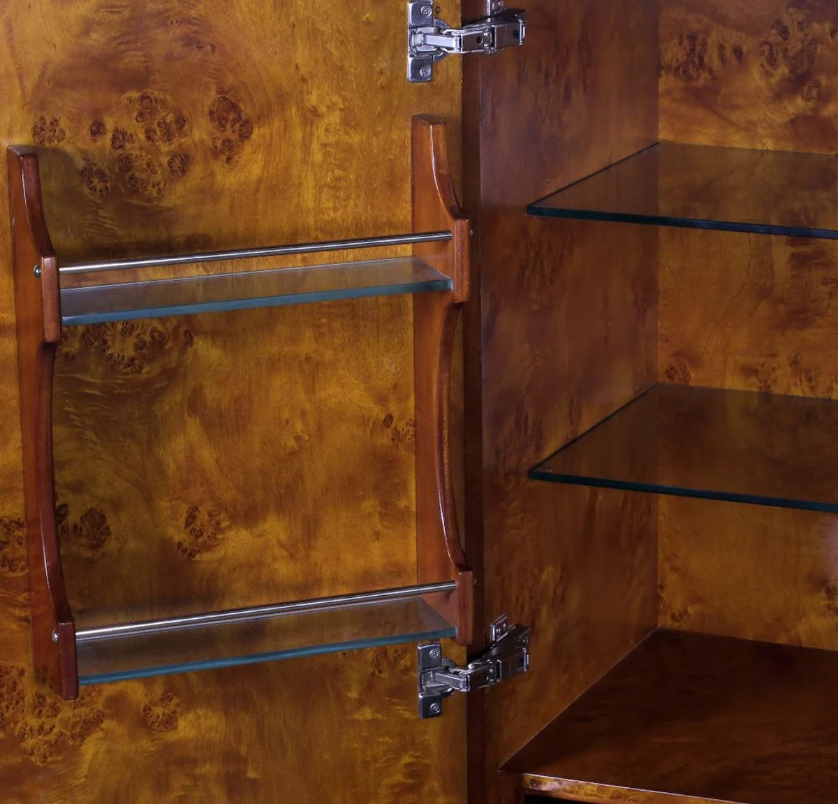 Luxus Art Deco Barschrank Braun / Weiß / Schwarz 80 x 45 x H. 170 cm - Massivholz Weinschrank - Bar Möbel - Hotel Möbel - Luxus Qualität