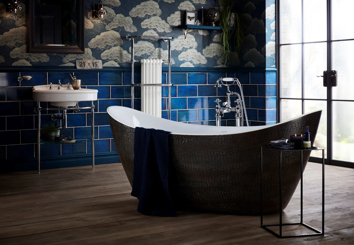 Freistehende Luxus Badewanne mit Krokodilhaut Optik 173 x 73 x H. 75 cm - Limited Edition