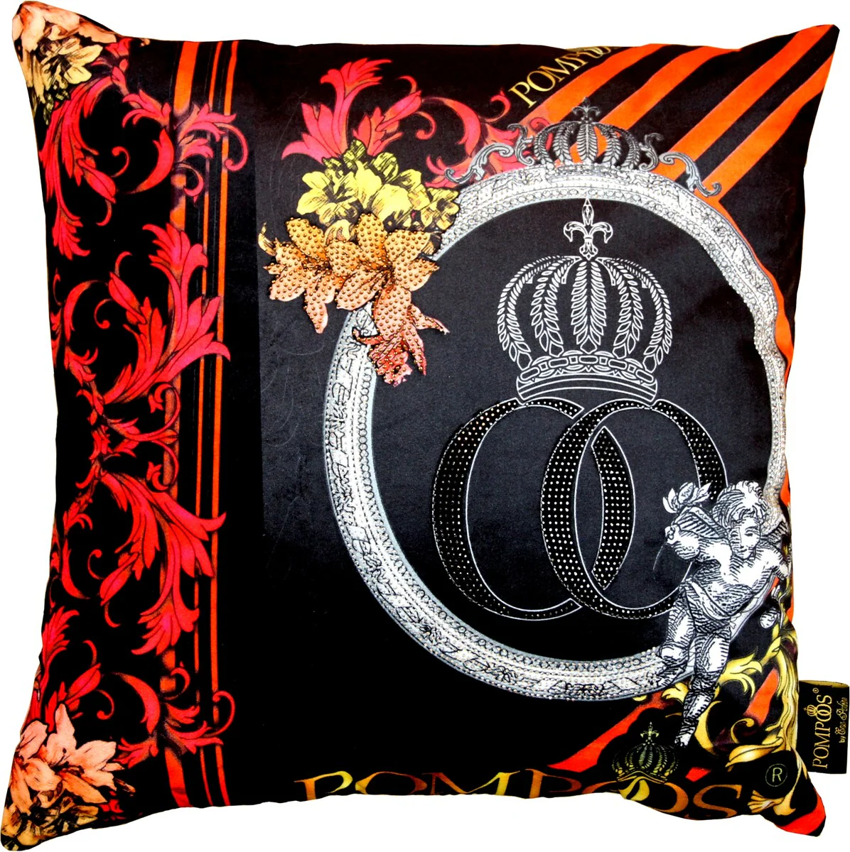 Harald Glööckler Designer Deko Kissen Pompöös by mit Glitzersteinen Red / Black - Art Collection -