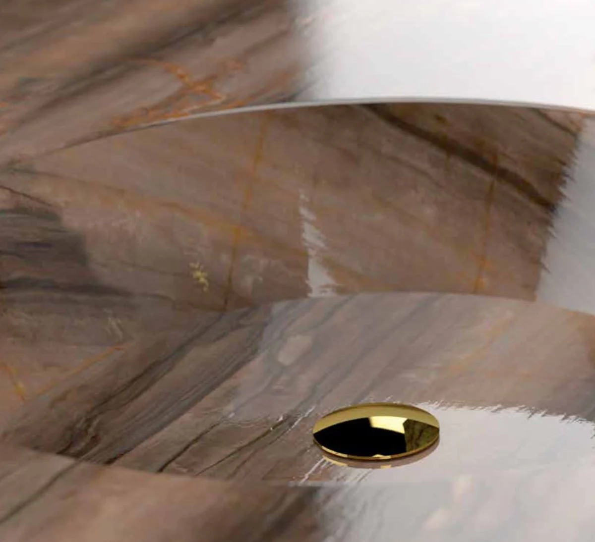 Luxus Waschtisch Armatur mit Swarovski Kristallglas Gold H. 15 cm - Dreilochbatterie mit Ablaufgarnitur - Luxus Bad Zubehör - Made in Italy