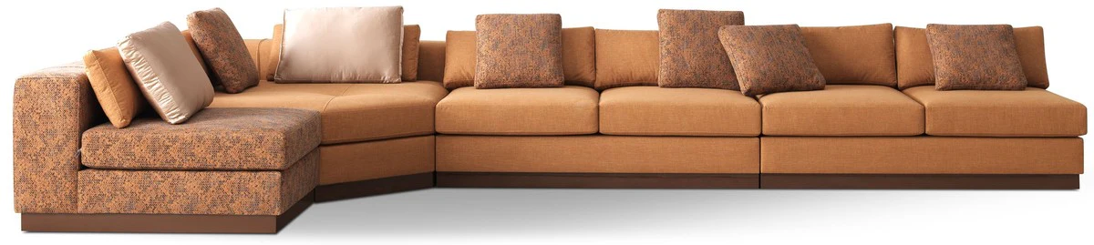 Luxus Ecksofa Hellbraun / Braun / Dunkelbraun 450 x 225 x H. 73 cm - Wohnzimmer Sofa - Wohnzimmer Möbel - Luxus Möbel - Luxus Wohnzimmer Einrichtung