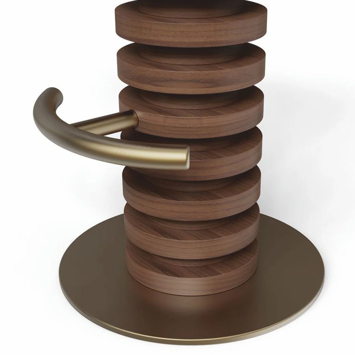 Luxus Massivholz Barhocker Braun / Creme / Messing H. 75 cm - Premium Qualität