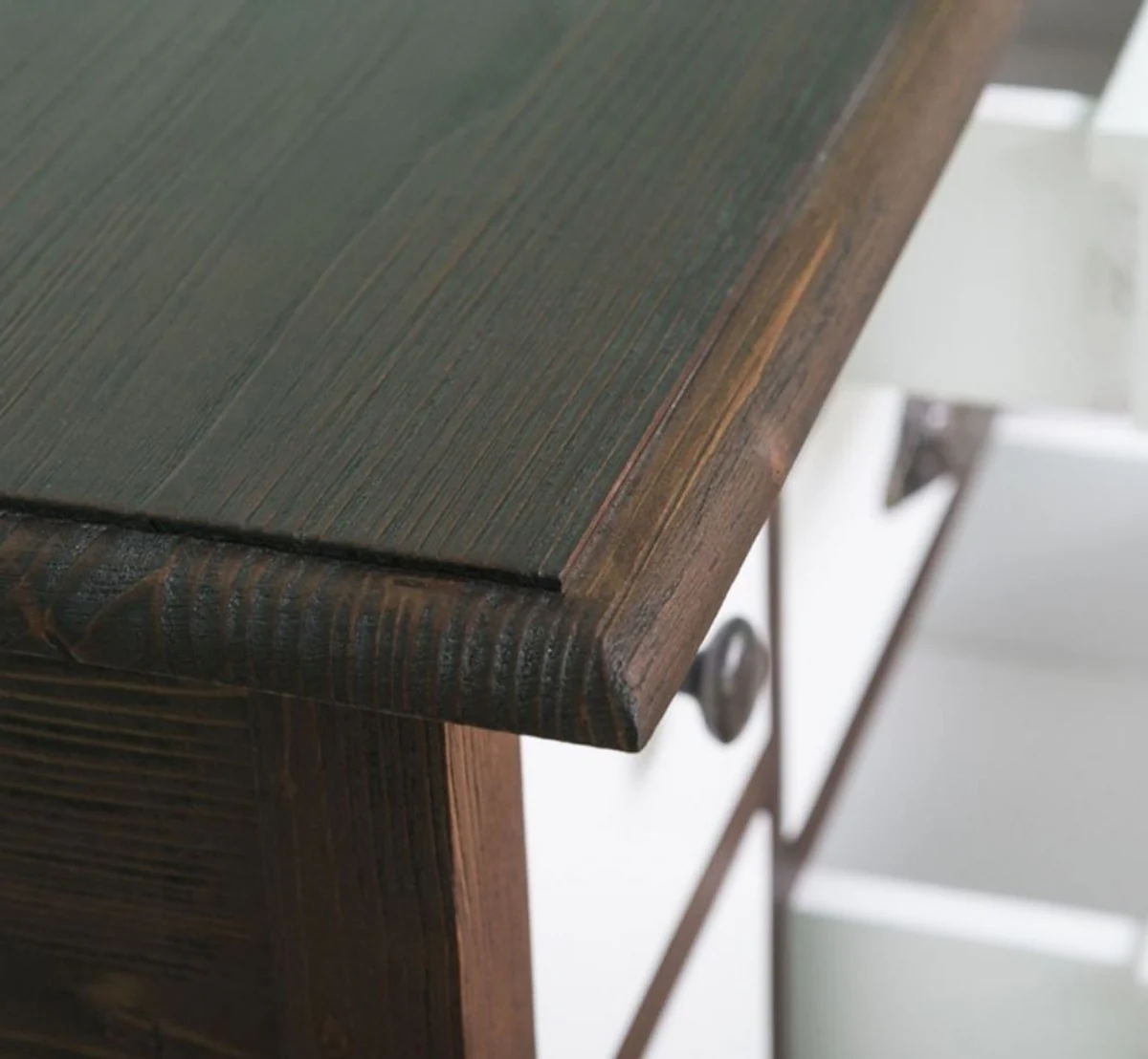 Landhausstil Massivholz Kommode mit 7 Schubladen Dunkelbraun / Weiß 80 x 40 x H. 82 cm - Landhausstil Möbel