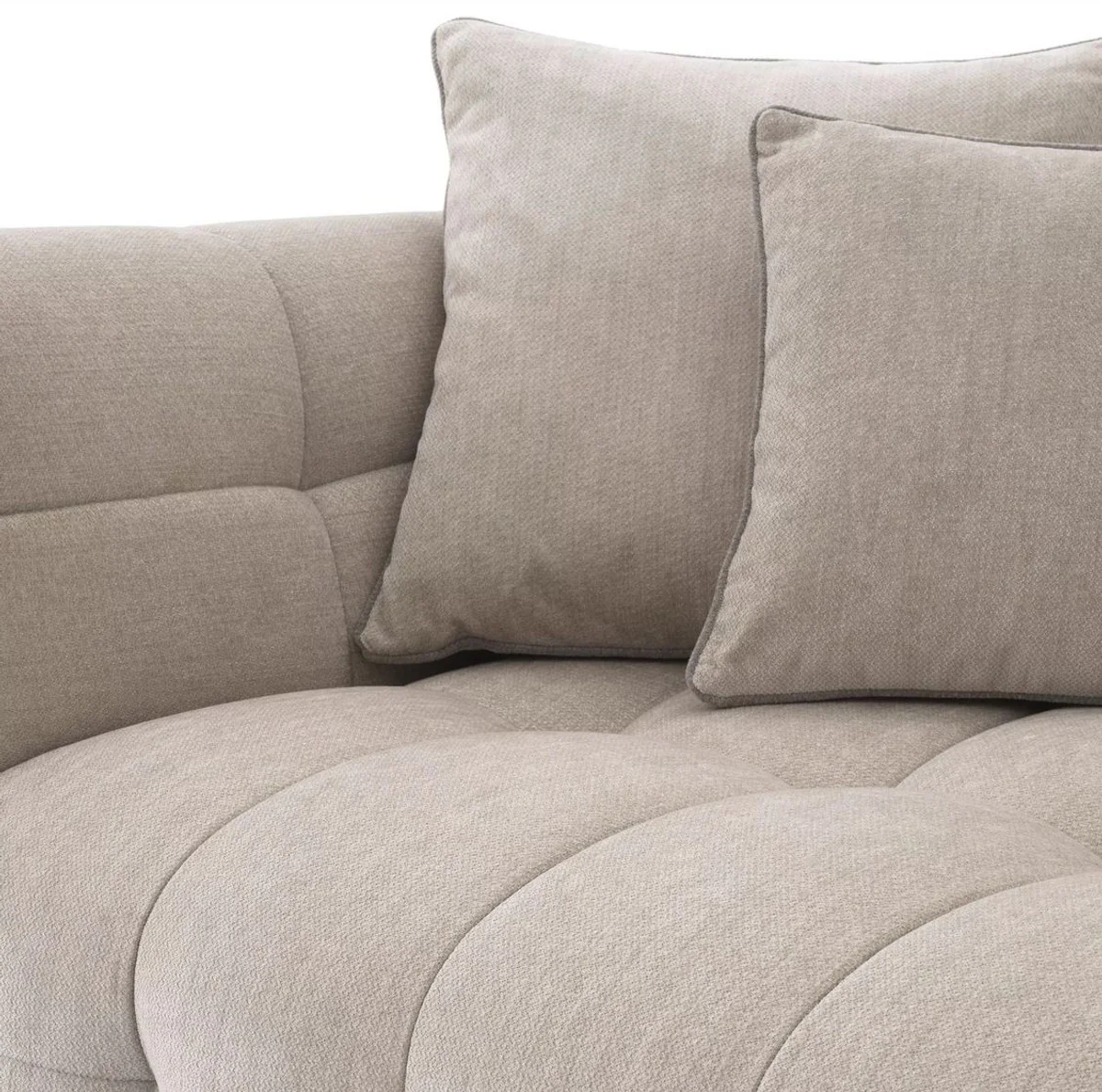 Luxus Sofa Sandfarben 230 x 100 x H. 75 cm - Wohnzimmer Sofa mit 4 Kissen - Wohnzimmer Möbel - Luxus Möbel - Wohnzimmer Einrichtung - Luxus Einrichtung - Luxus Qualität