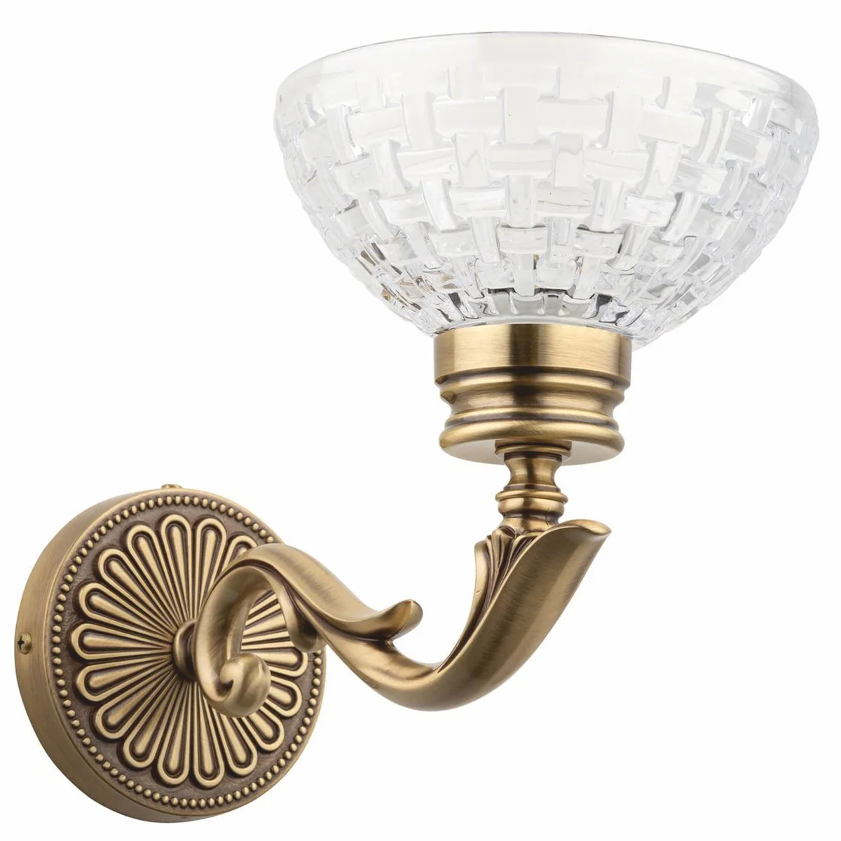 Luxus Barock Wandleuchte Messing mit Patina H. 22 cm - Barock Leuchten