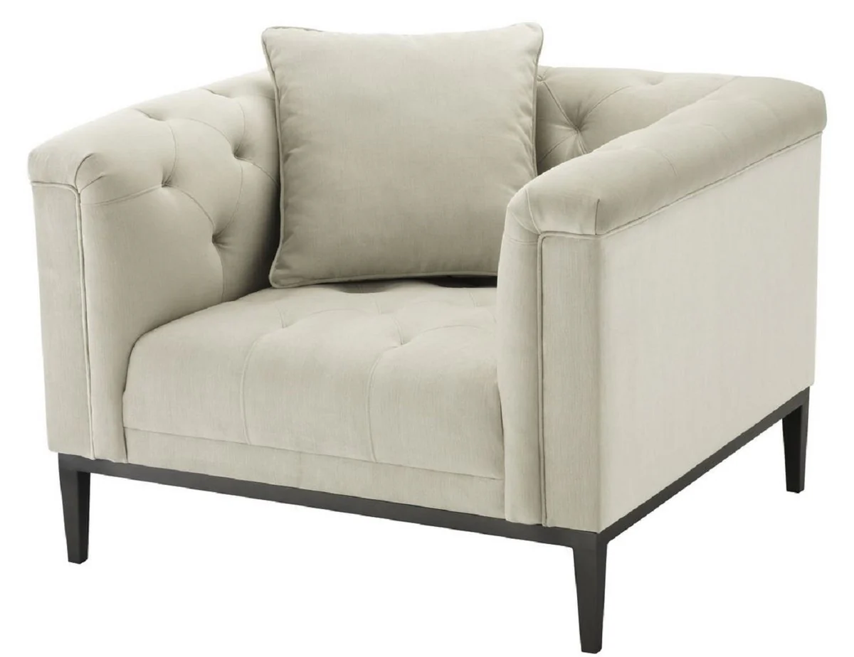 Luxus Chesterfield Sessel mit Kissen Hellgrau / Rotguss 103 x 97 x H. 75 cm - Chesterfield Wohnzimmer Möbel