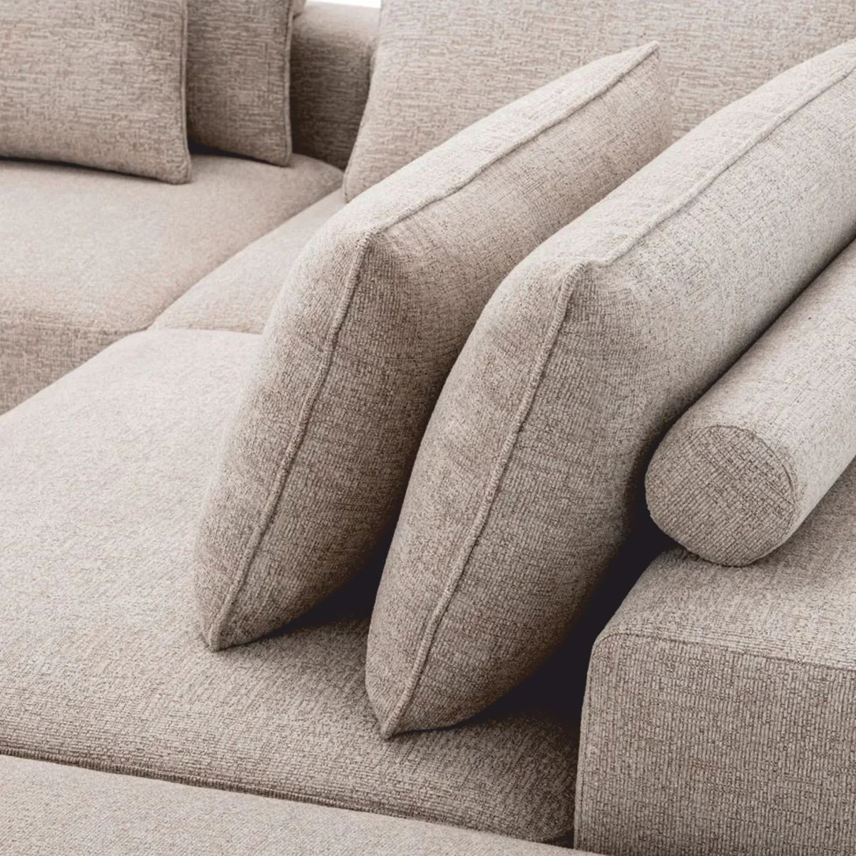 Luxus Ecksofa Greige / Schwarz 388 x 360 cm - Modulares Wohnzimmer Sofa - Luxus Möbel