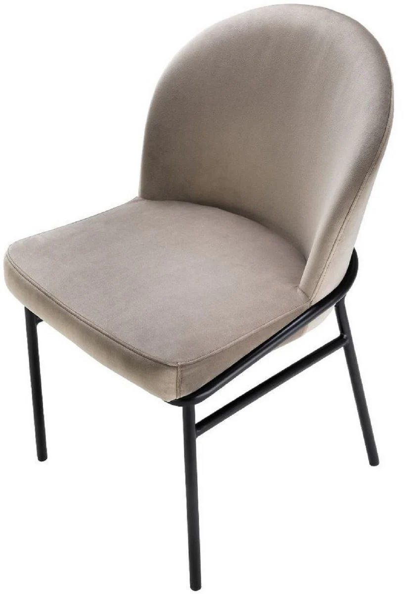 Luxus Esszimmerstühle Greige / Schwarz 49 x 56 x H. 82 cm - Küchenstühle mit edlem Samtstoff - Esszimmer Set