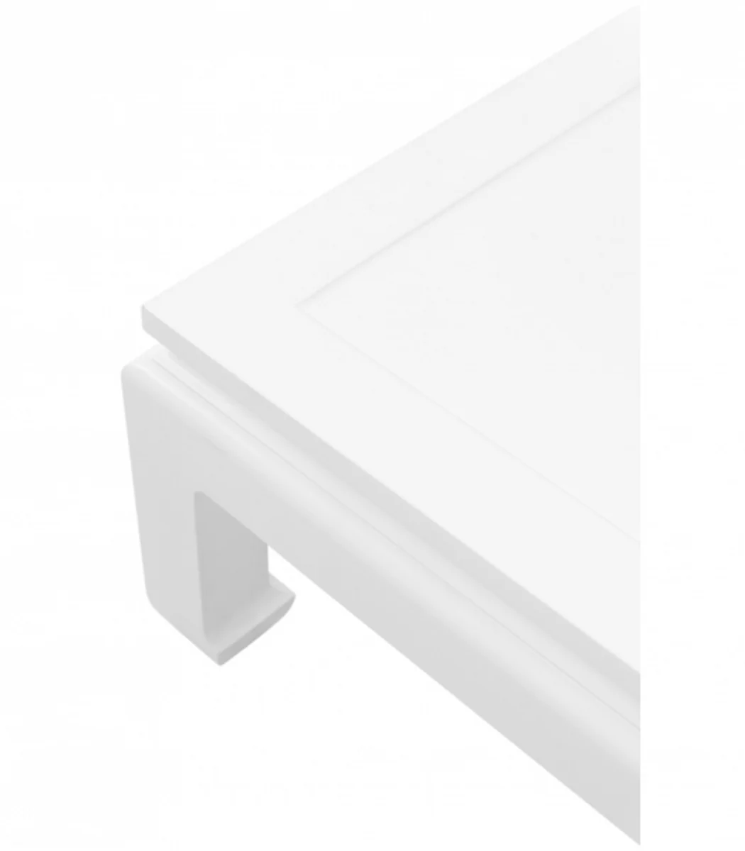 Luxus Art Deco Designer Mahagoni Couchtisch Weiß - Wohnzimmer Salon Tisch - Luxus Kollektion