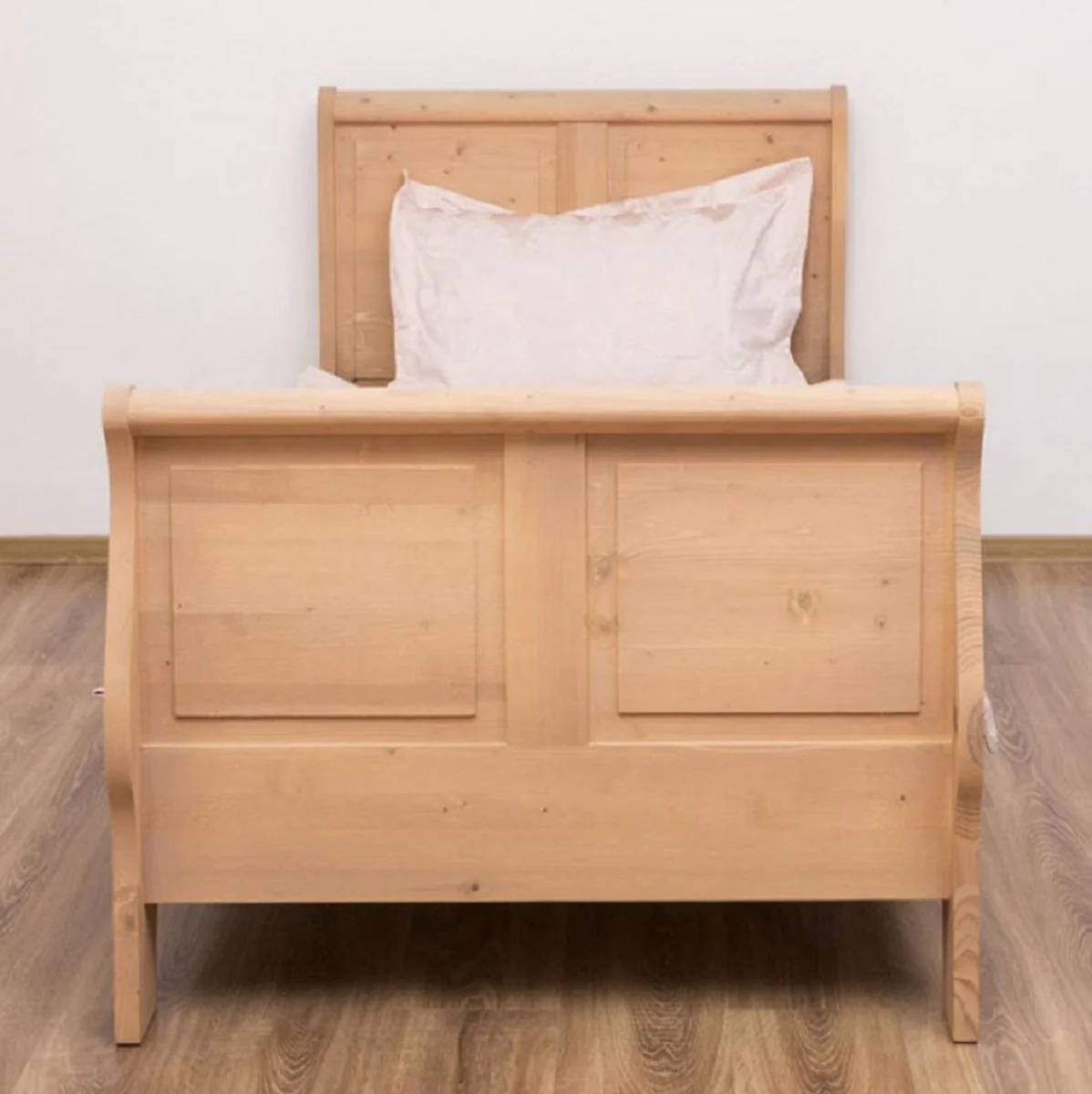 Landhausstil Bett Naturfarben 90 x 200 x H. 121 cm - Massivholz Einzelbett - Schlafzimmer Möbel im Landhausstil - Massivholz Schlafzimmer Möbel - Landhausstil Möbel