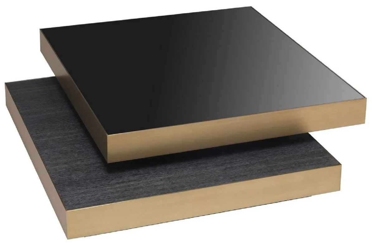Luxus Couchtisch Messingfarben / Anthrazitgrau / Schwarz 124 x 135 x H. 32 cm - Moderner Wohnzimmertisch - Wohnzimmer Möbel - Luxus Qualität