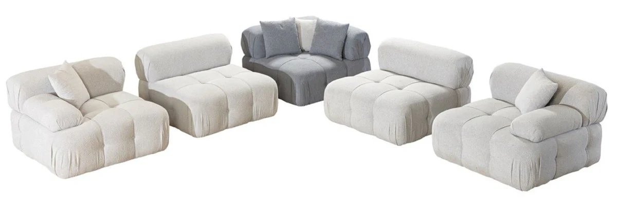 Luxus Wohnzimmer Ecksofa mit Hocker Hellgrau / Grau 295 x 295 x H. 70 cm - Modulares 6 Teiliges Sofa - Hotel Sofa - Wohnzimmer Möbel - Hotel Möbel - Luxus Möbel