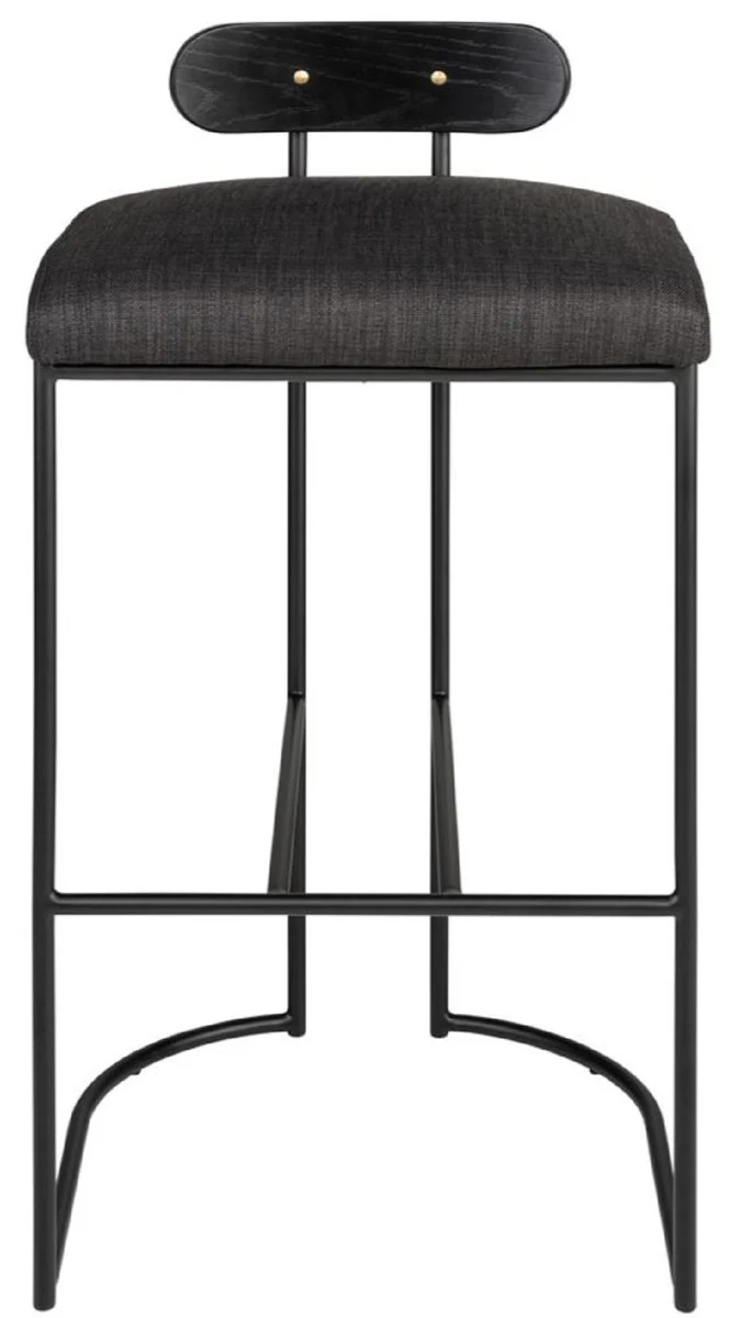 Designer Barstuhl Schwarz 46 x 46 x H. 92 cm - Moderner Barhocker mit pulverbeschichtetem Stahl - Luxus Barmöbel