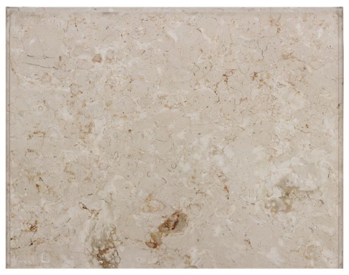 Luxus Barock Beistelltisch Hellbraun / Braun / Cremefarben 42 x 31 x H. 68 cm - Massivholz Tisch mit Marmorplatte - Nachttisch - Nachtkommode - Barock Möbel